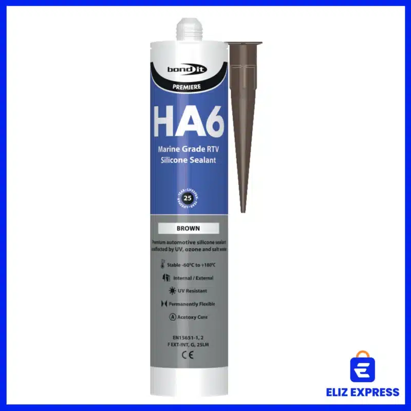 Bond-It HA6 Marine Grade Acetoxy RTV Silicone Sealant Color Brown
