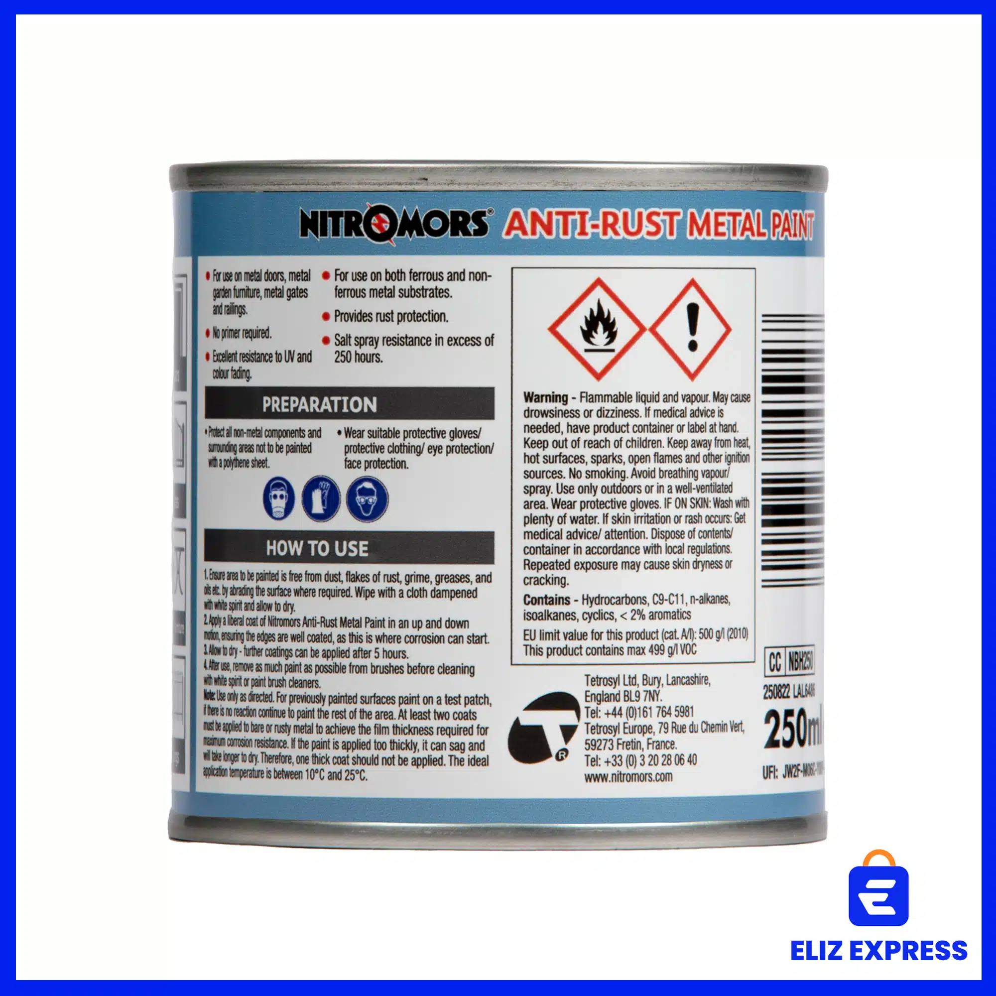 Nitromors Anti-Rust Hammered Finish Metal Paint Black 250ml-2