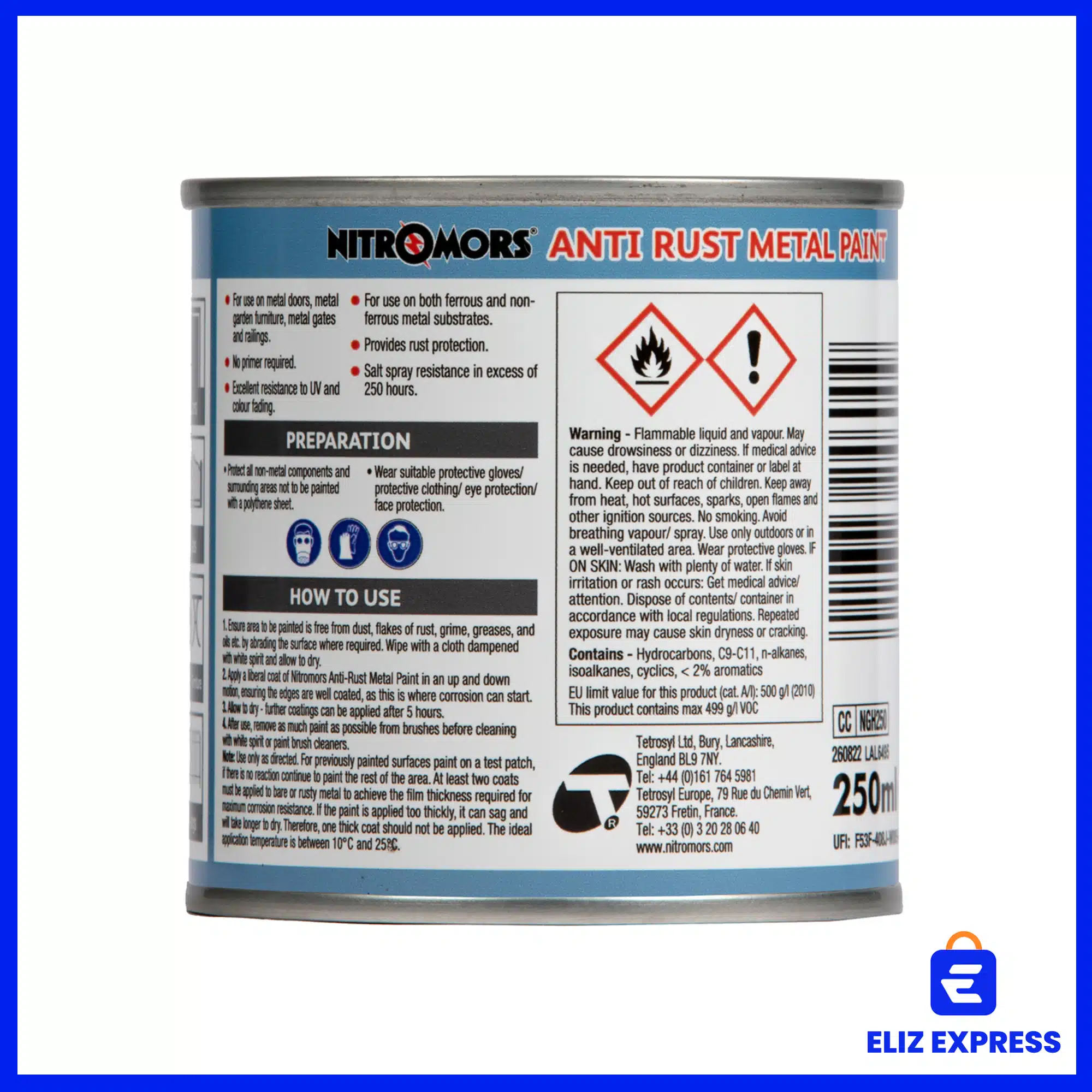 Nitromors Anti-Rust Hammered Finish Metal Paint Gold 250ml-2