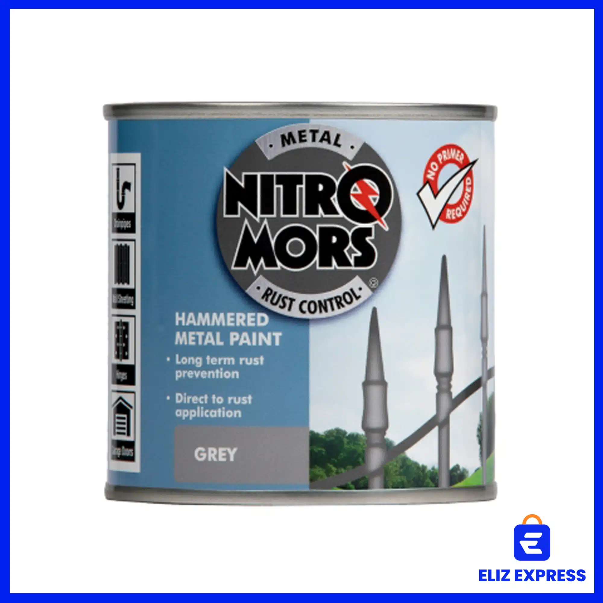 Nitromors Anti-Rust Hammered Finish Metal Paint Grey 250ml