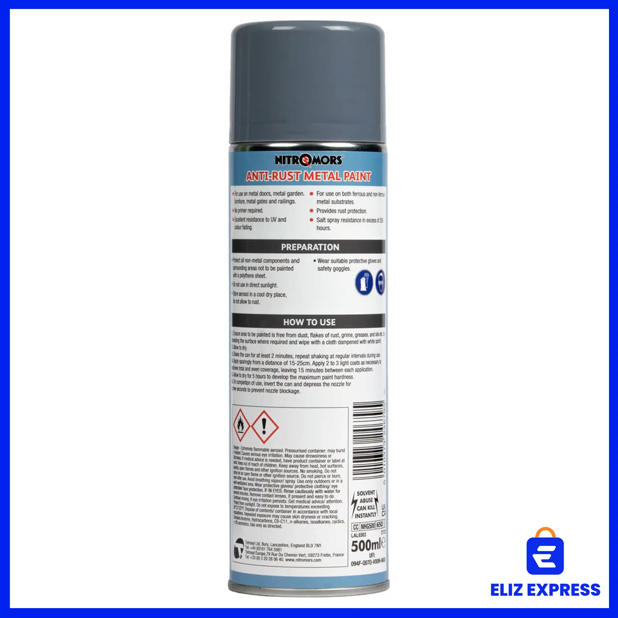 Nitromors Anti-Rust Hammered Finish Metal Paint Grey 500ml-2