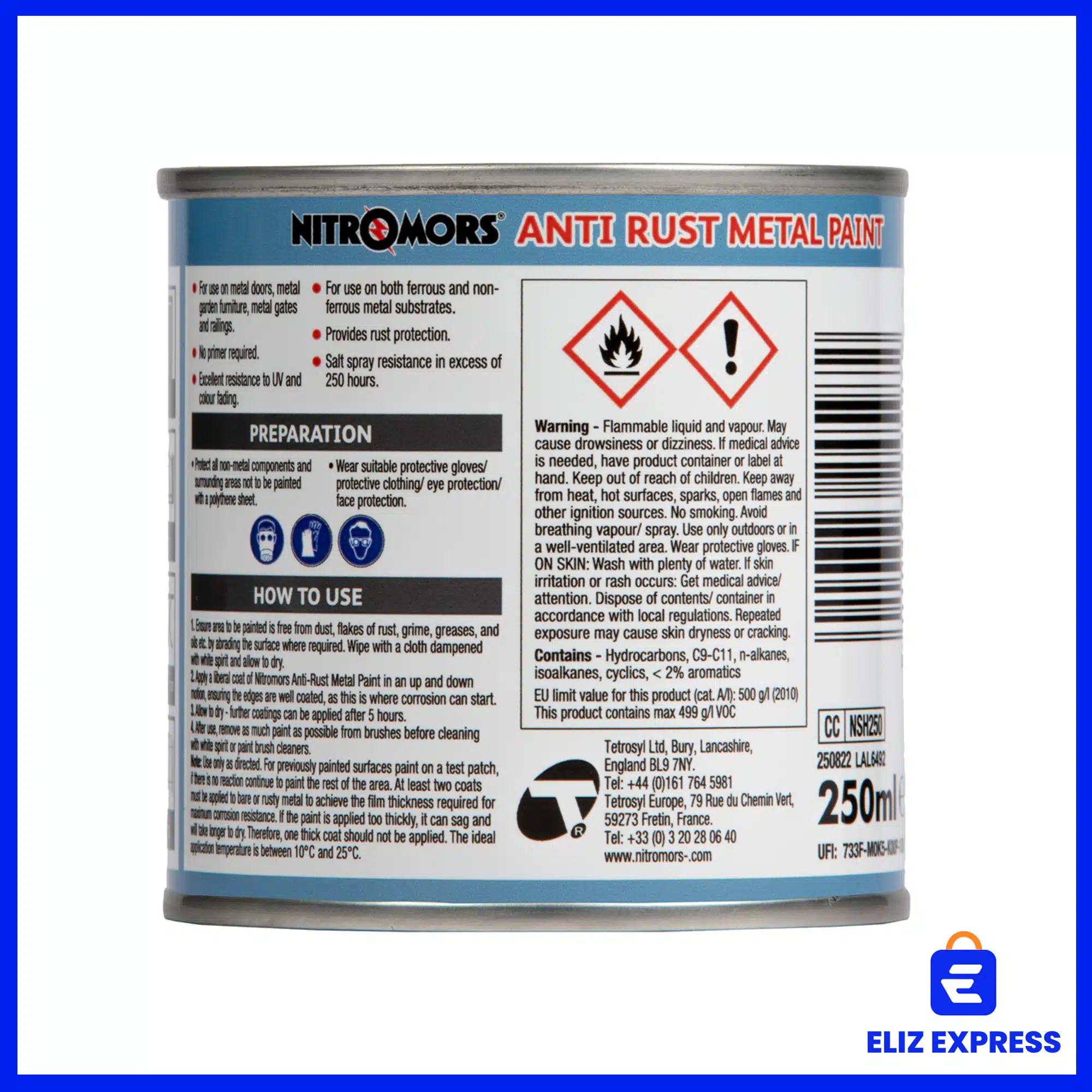 Nitromors Anti-Rust Hammered Finish Metal Paint Silver 250ml-2