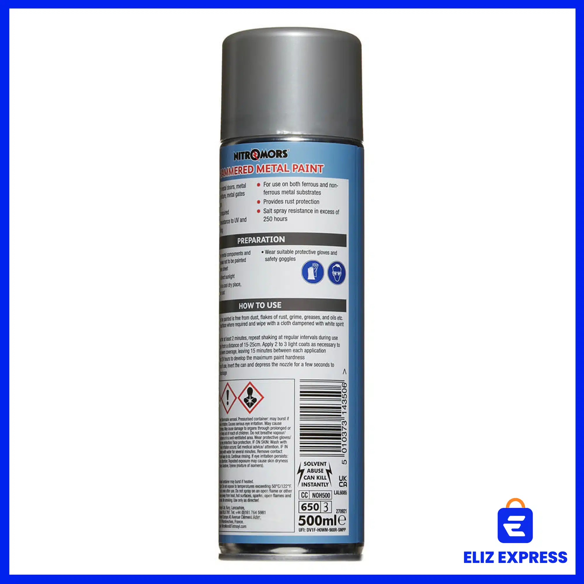 Nitromors Anti-Rust Hammered Finish Metal Paint Silver 500ml-2