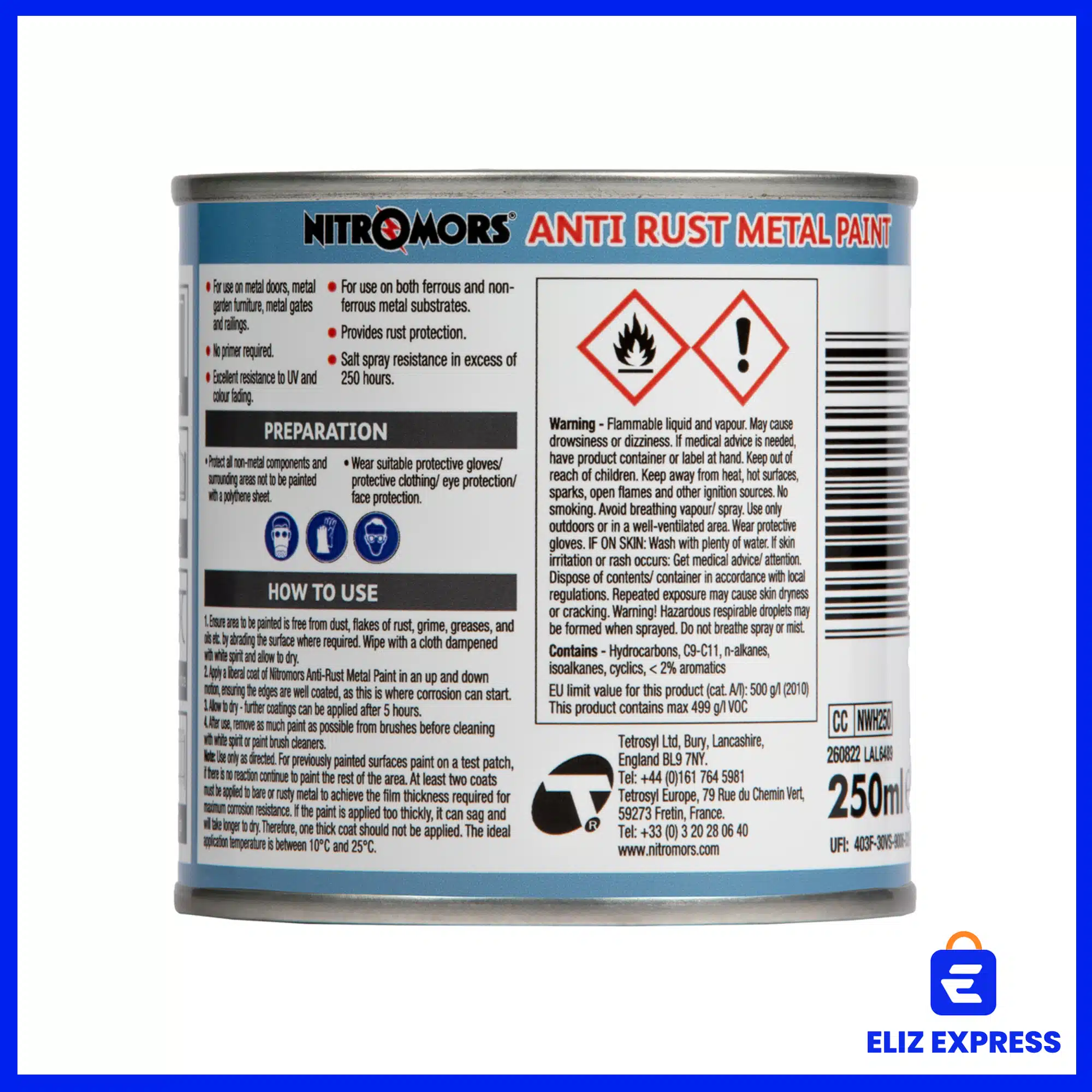 Nitromors Anti-Rust Hammered Finish Metal Paint White 250ml-2