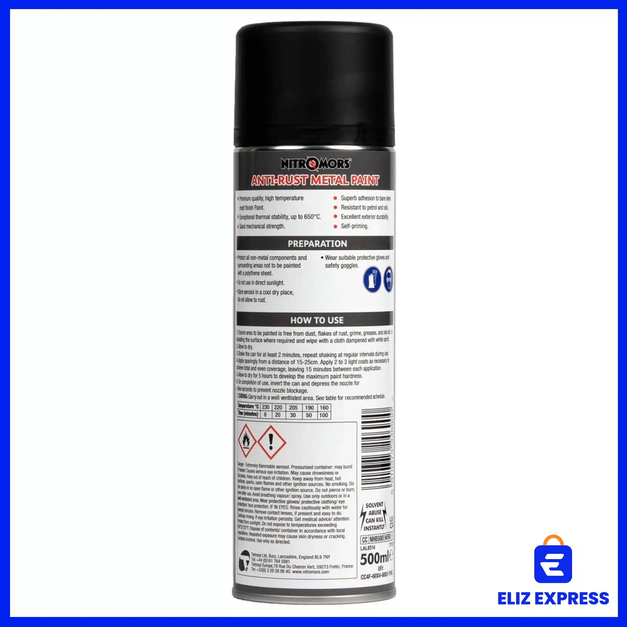 Nitromors Anti-Rust High Temperature Black Paint 500ml-2