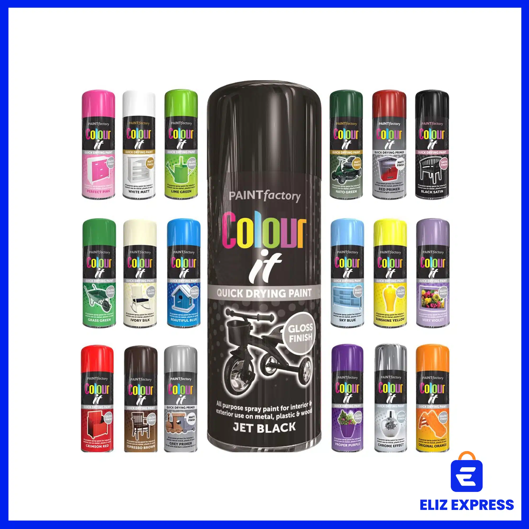 Paint Factory Jet Black Gloss Spray Paint 400ml-2