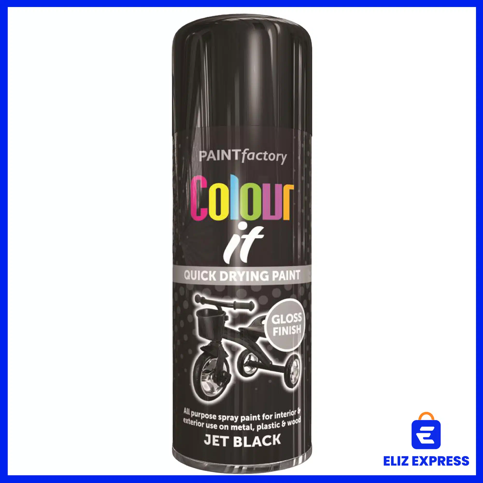 Paint Factory Jet Black Gloss Spray Paint 400ml