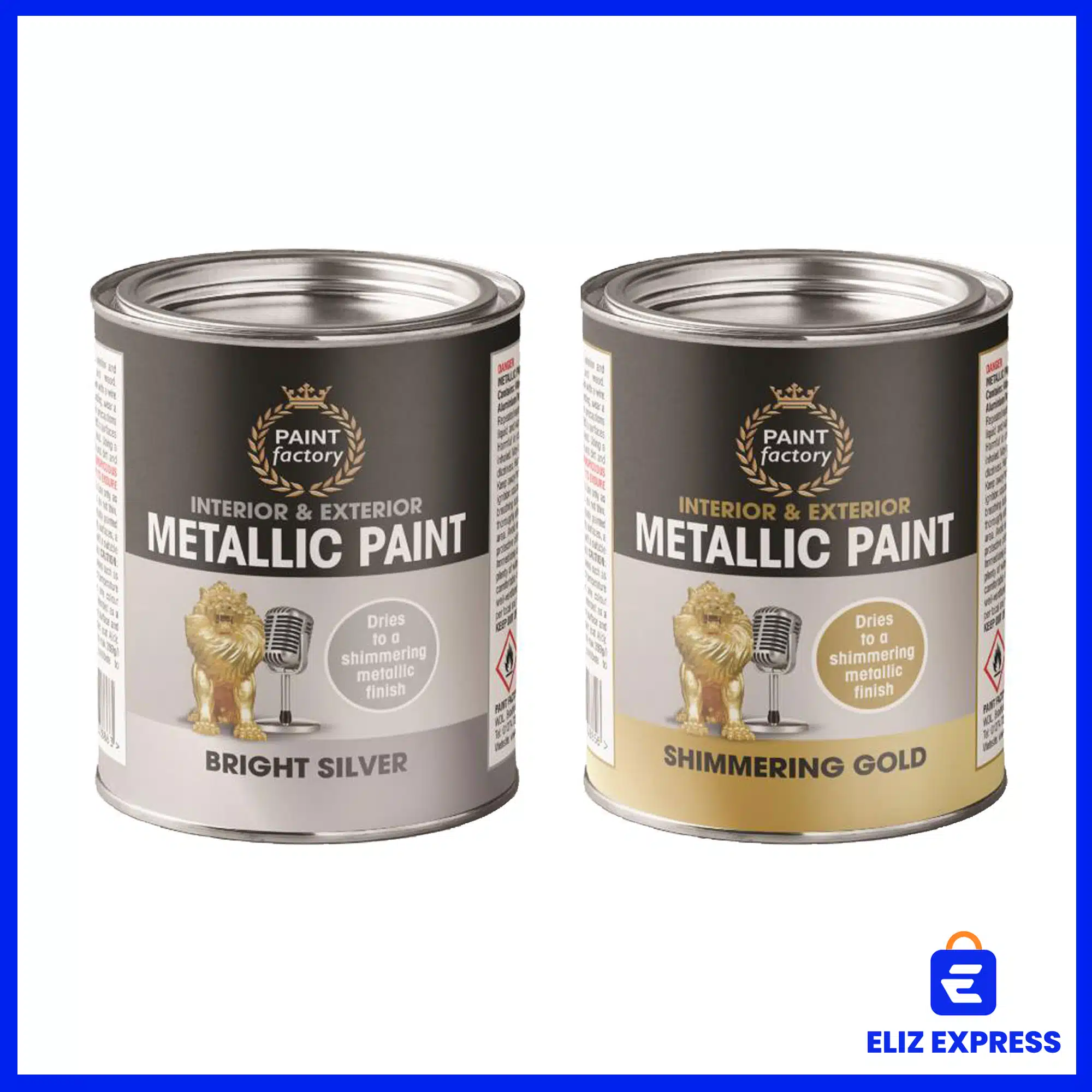 Paint Factory Metallic Bright Silver Tin Paint 300ml-2