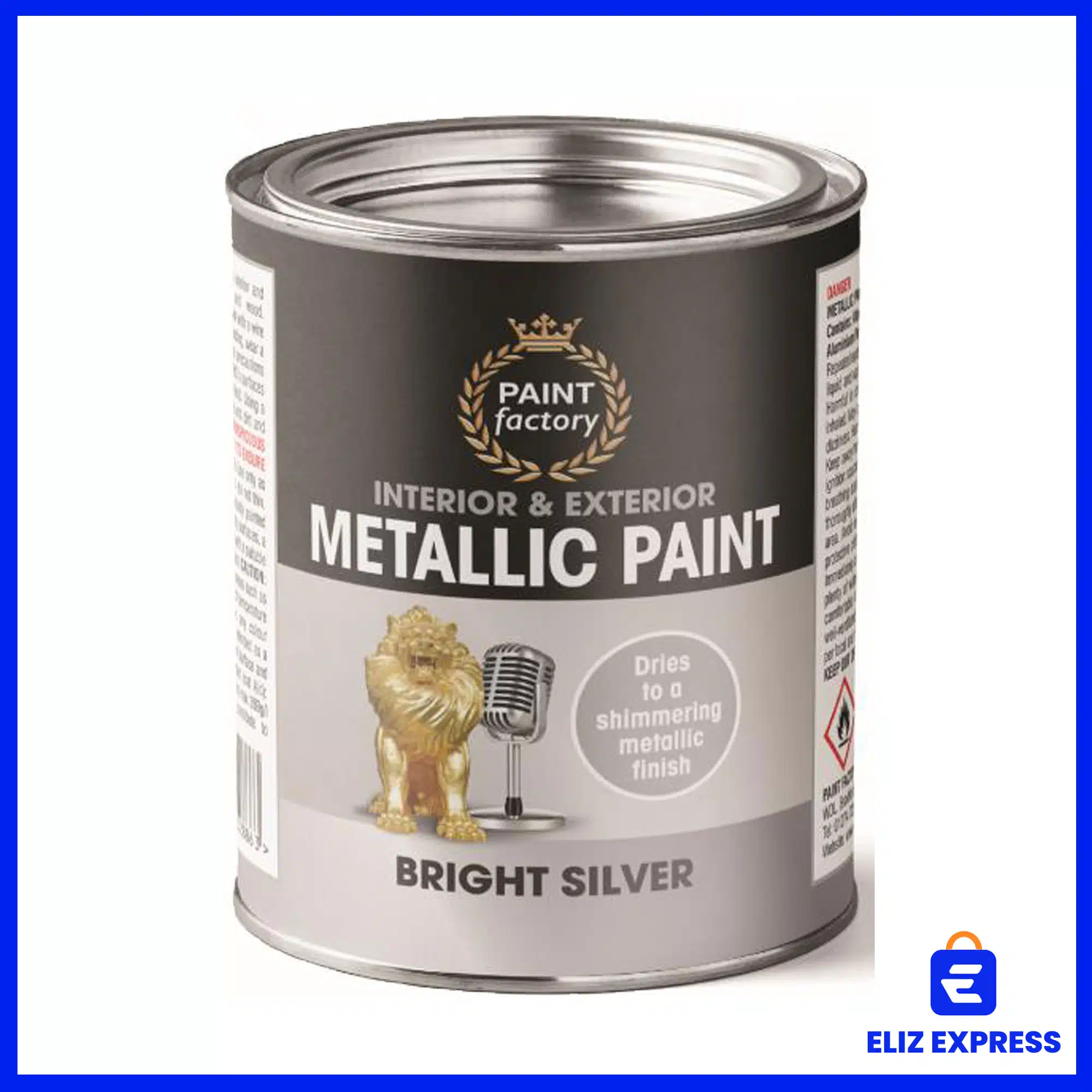 Paint Factory Metallic Bright Silver Tin Paint 300ml