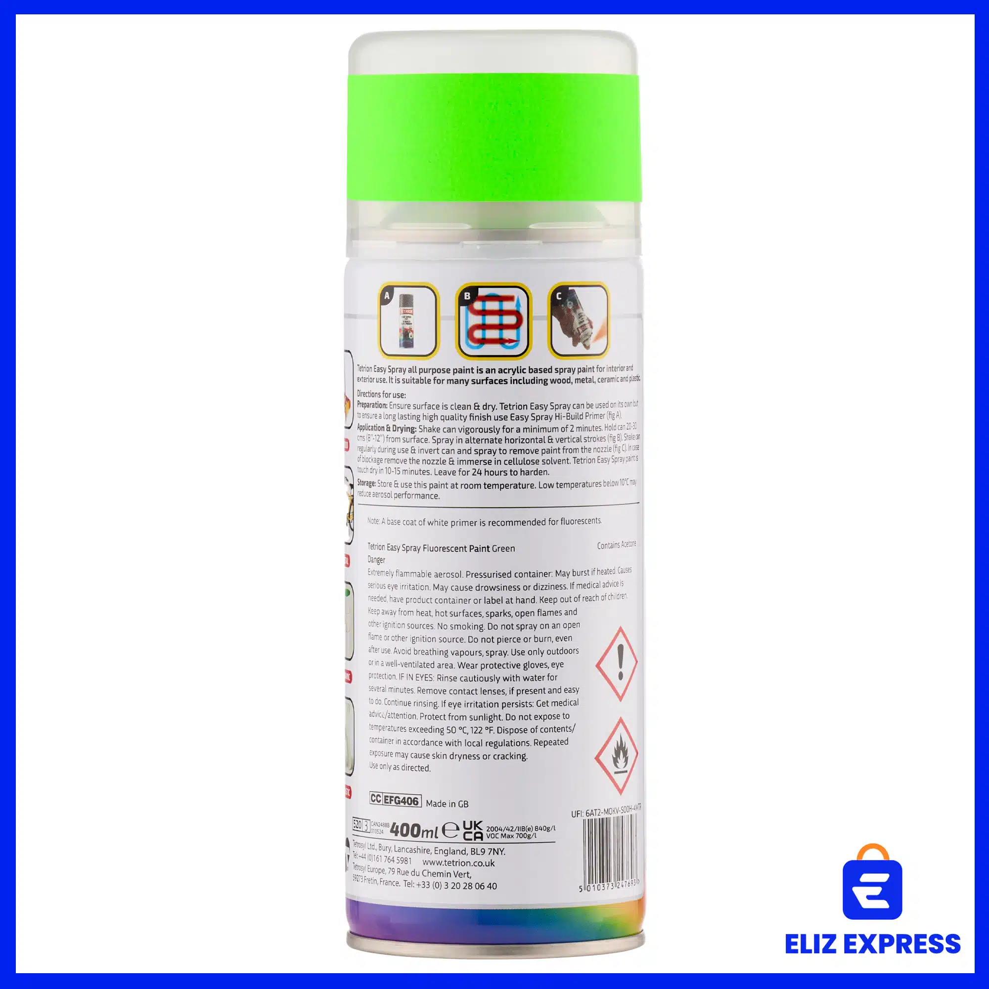 Tetrion Easy Spray Fluorescent Green Spray Paint 400ml-2
