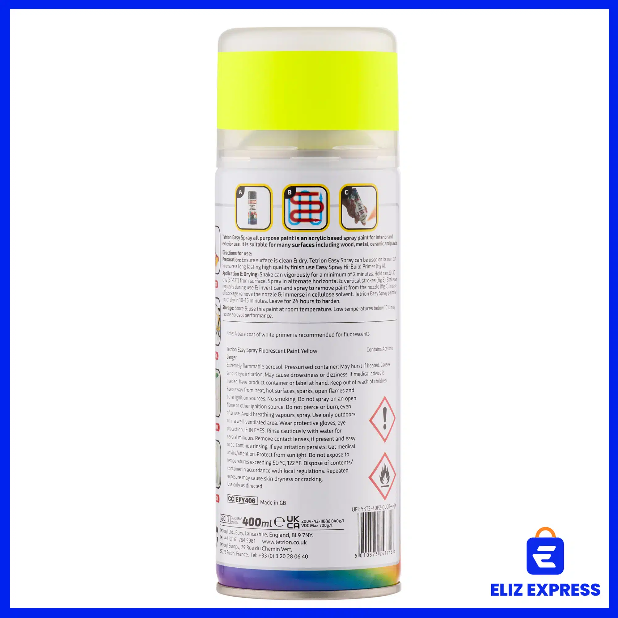 Tetrion Easy Spray Fluorescent Yellow Spray Paint 400ml-2