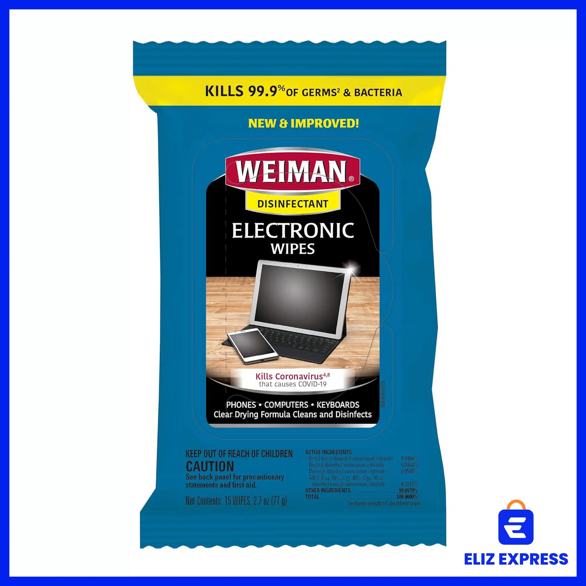Weiman Disinfectant Electronic Wipes On-The-Go 15count