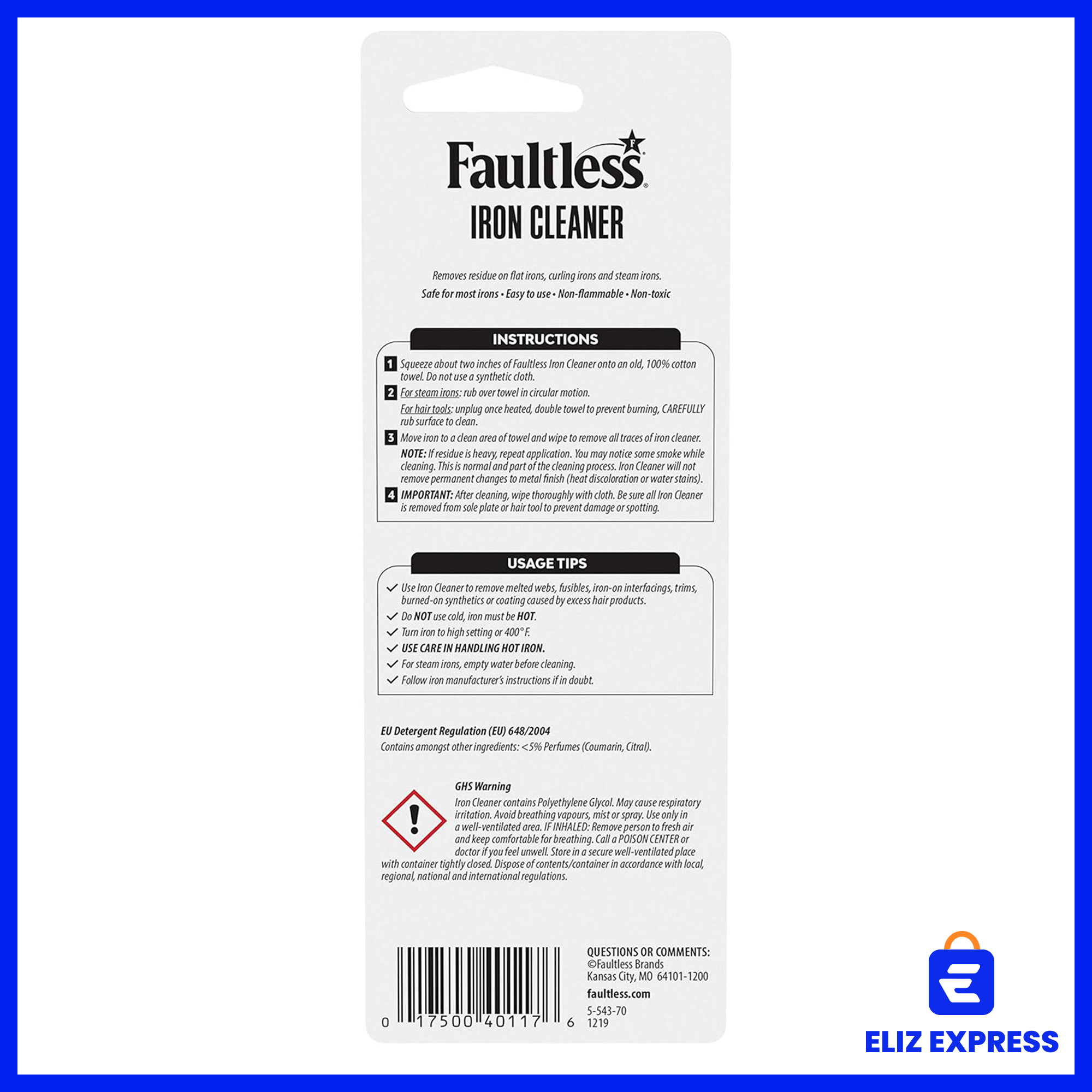 Faultless Hot Iron Cleaner, Non-Toxic Steam Iron Cleaner, Removes Melted Fabrics, Glue, Hard Water, Lime Deposits & Starch 28g