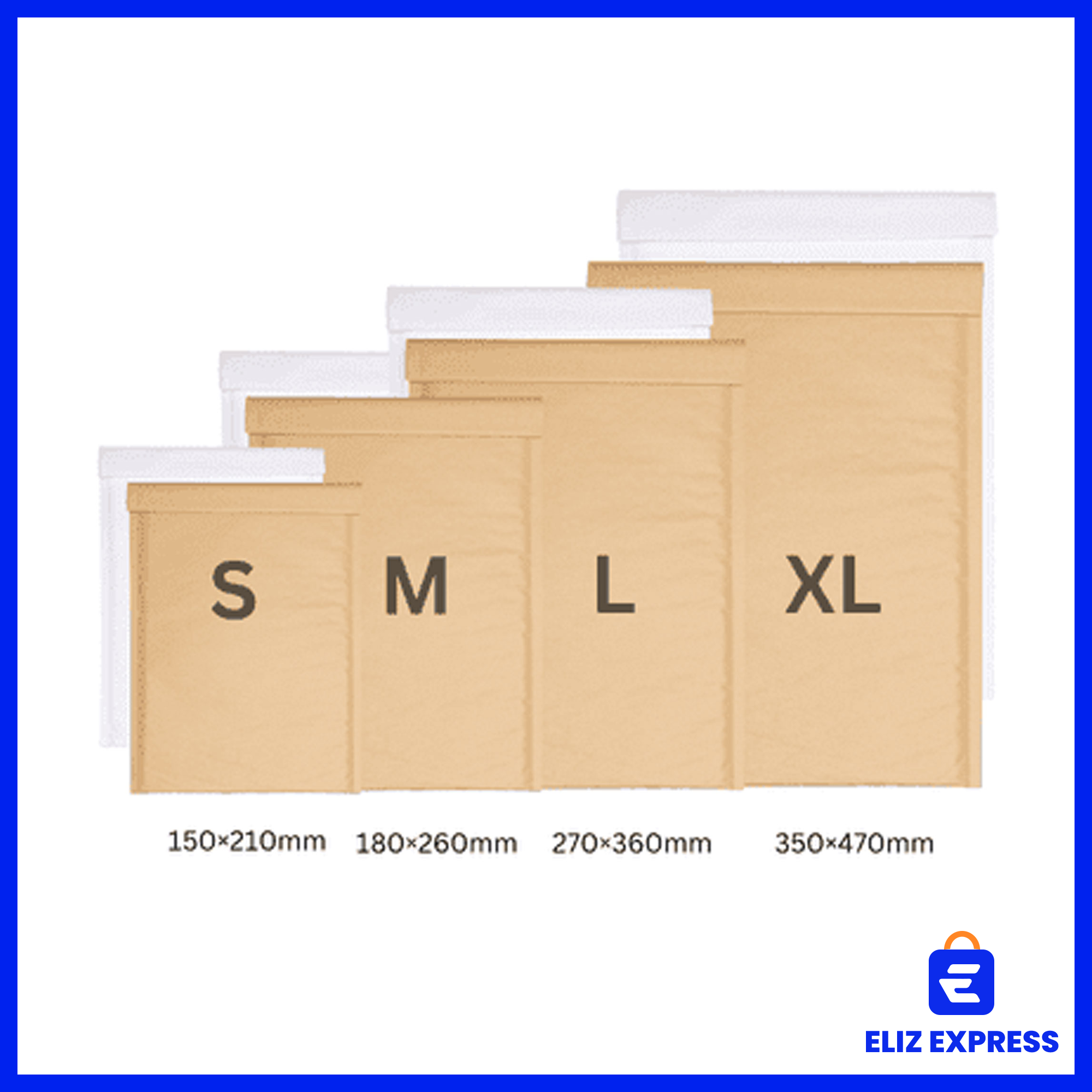 Kraft Paper Bubble Mailers – Padded Eco-Friendly Shipping Envelopes, Air Pouch Peel & Seal Protective Mailers Color White Size XLarge (350x470) - 5 Pcs5