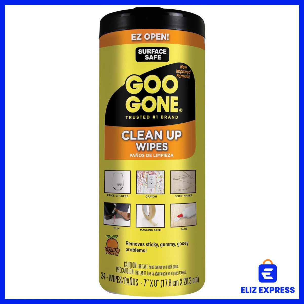 Goo Gone Clean Up Wipes Adhesive Remover - 24 Count - Removes Adhesive Residue Labels Stickers Crayon Tree Sap Gum Masking Tape Glue And More - 1