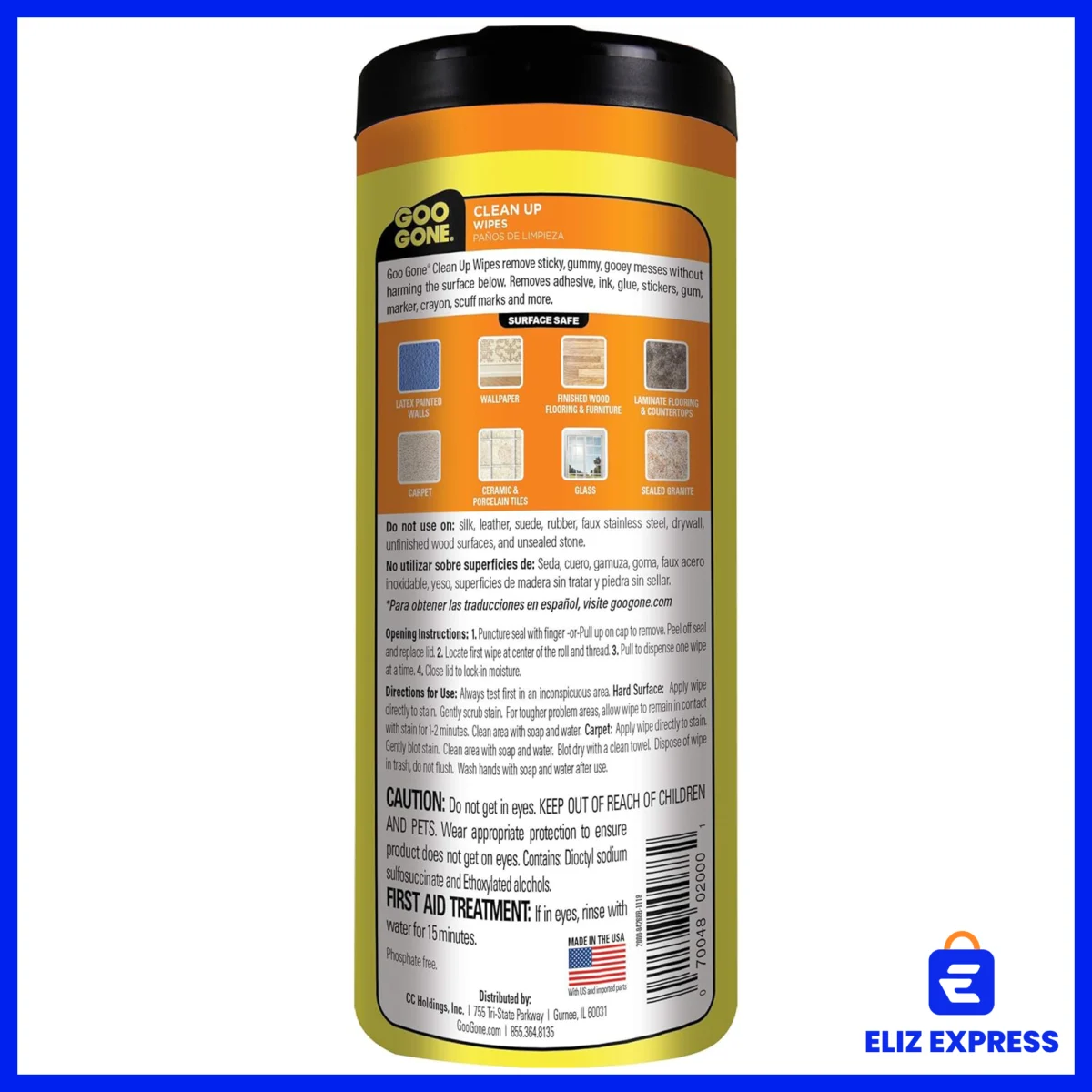 Goo Gone Clean Up Wipes Adhesive Remover - 24 Count - Removes Adhesive Residue Labels Stickers Crayon Tree Sap Gum Masking Tape Glue And More - 2